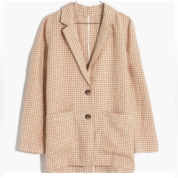 Madewell Linen Dorset Blazer in Gingham Check Plaid size S - Picture 4 of 15